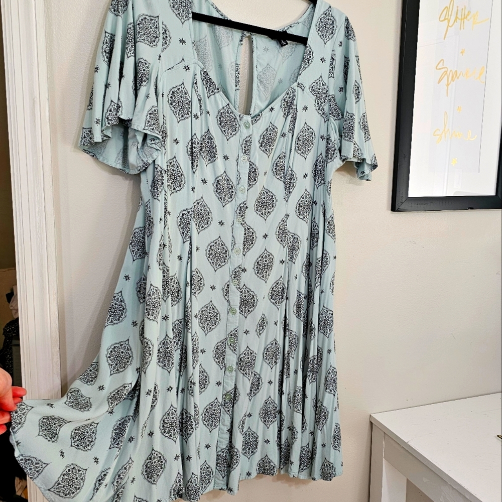 Torrid 2 plus size 2X boho mini dress mint dress